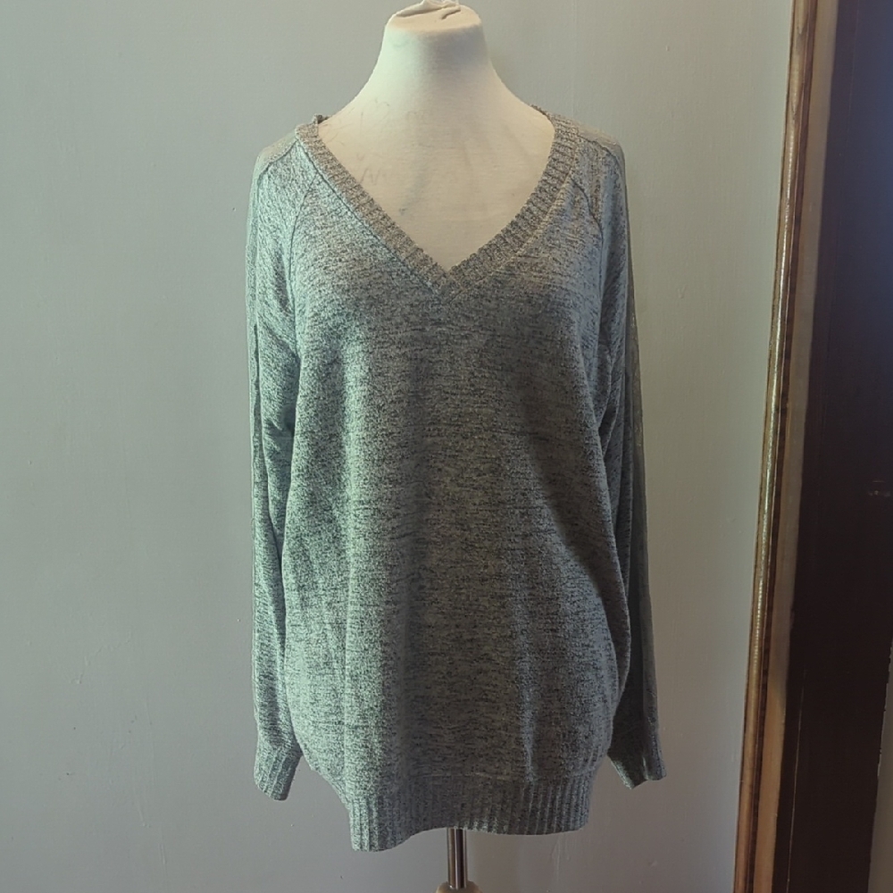 Gray V-Neck Women's Sweater